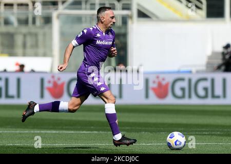 Franck Ribery von ACF Fiorentina in Aktion während des Serie-A-Spiels zwischen ACF Fiorentina und FC Juventus im Stadio Artemio Franchi, Florenz, Italien, am 25. April 2021. (Foto von Giuseppe Maffia/NurPhoto) Stockfoto