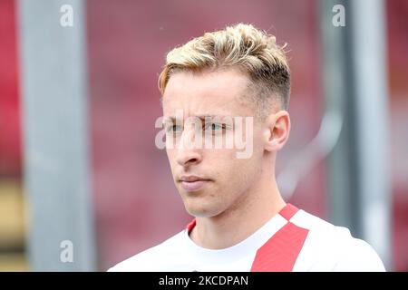 Davide Frattesi von AC Monza schaut am 1. Mai 2021 im Stadio Arechi, Salerno, Italien, beim Spiel der Serie B zwischen US Salernitana 1919 und AC Monza auf. (Foto von Giuseppe Maffia/NurPhoto) Stockfoto