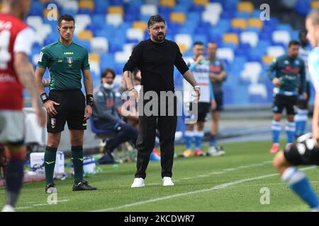 Gennaro Gattuso Cheftrainer des SSC Napoli während des Serie-A-Spiels zwischen SSC Napoli und Cagliari Calcio im Stadio Diego Armando Maradona Neapel Italien am 2. Mai 2021. (Foto von Franco Romano/NurPhoto) Stockfoto