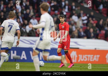 !F14! Während des Spiels der dänischen Superliga zwischen dem FC Kopenhagen und der Aarhus AGF am 3. Mai 2021 im Parkenstadion in Kopenhagen, Dänemark. (Foto von Ulrik Pedersen/NurPhoto) Stockfoto