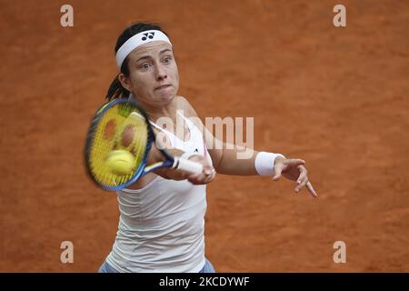 Die lettische Anastasija Sevastova trifft auf die spanische Paula Badosa während ihres 2021 WTA Tour Madrid Open Tennisturnier-Einzelspieles im Caja Magica in Madrid am 3. Mai 2021. Spanien (Foto von Oscar Gonzalez/NurPhoto) Stockfoto