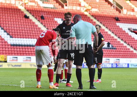 Während des Sky Bet League 1-Spiels zwischen Charlton Athletic und Lincoln City am Dienstag, dem 4.. Mai 2021, im The Valley, London. (Foto von Ivan Yordanov/MI News/NurPhoto) Stockfoto