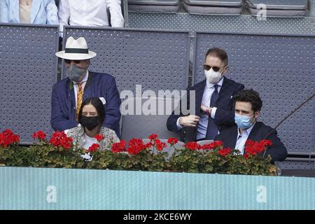 Jaime de Marichalar, Victoria Marichalar und Felipe Marichalar nahmen am 8. Mai 2021 am Tennisspiel der ATP Tour Madrid Open 2021 bei der Caja Magica in Madrid teil (Foto: Oscar Gonzalez/NurPhoto) Stockfoto