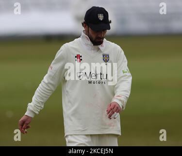 Ned Eckersley von Durham während des LV= County Championship-Spiels zwischen dem Durham County Cricket Club und Worcestershire am 14.. Mai 2021 in Emirates Riverside, Chester le Street, Großbritannien. (Foto von Mark Fletcher/MI News/NurPhoto) Stockfoto