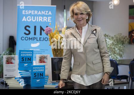 Die spanische Politikerin Esperanza Aguirre während der Präsentation des Buches "Sin Complejos" in Madrid, Spanien, am 14. Mai 2021. (Foto von Oscar Gonzalez/NurPhoto) Stockfoto