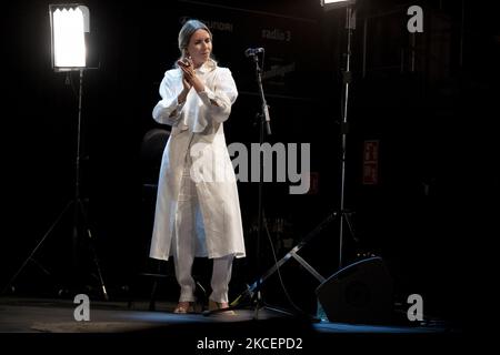 Der spanische Sänger Rocio Marquez spielt am 16. Mai 2021 auf der Bühne des Inverfest Festivals im Teatro Circo Price in Madrid, Spanien. (Foto von Oscar Gonzalez/NurPhoto) Stockfoto