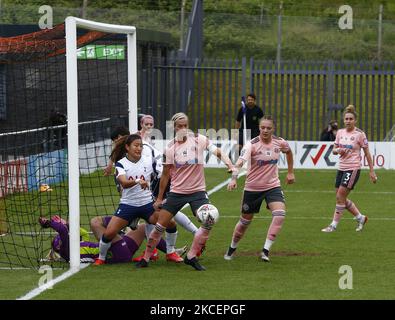 Leandra Little von Sheffield United Womenduring the Vitality Women's FA Cup Fünfte Runde zwischen Tottenham Hotspur und Sheffield United im Hive Stadium, Barnett UK am 16.. Mai 2021 (Foto von Action Foto Sport/NurPhoto) Stockfoto