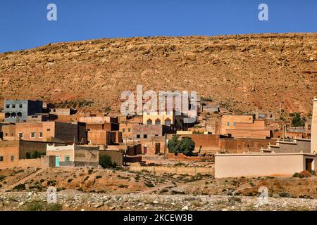 Kleines Berberdorf, das tief im Hohen Atlas in Marokko, Afrika, liegt. (Foto von Creative Touch Imaging Ltd./NurPhoto) Stockfoto