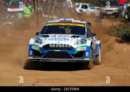 Teemu SUNINEN (FIN) und Mikko MARKKULA (FIN) im Ford Fiesta Mk II des M-SPORT FORD WORLD RALLY TEAMS in Aktion während der Shakedown - Baltar der WRC Vodafone Rallye Portugal 2021 in Matosinhos - Portugal, am 20. Mai 2021. (Foto von Paulo Oliveira / NurPhoto) Stockfoto