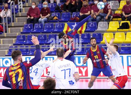 Dika Mem während des Spiels zwischen dem FC Barcelona und HC Meshkov Brest, das der zweiten Etappe des Finales 1/4 der EHF Champions League entspricht, das am 20.. Mai 2021 im Palau Blaugrana in Barcelona, Spanien, gespielt wurde. -- (Foto von Urbanandsport/NurPhoto) Stockfoto