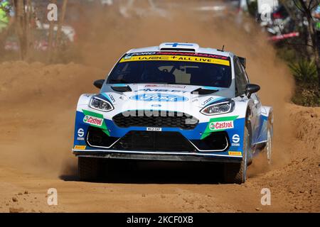 Teemu SUNINEN (FIN) und Mikko MARKKULA (FIN) im Ford Fiesta Mk II des M-SPORT FORD WORLD RALLY TEAMS in Aktion während der Shakedown - Baltar der WRC Vodafone Rallye Portugal 2021 in Matosinhos - Portugal, am 20. Mai 2021. (Foto von Paulo Oliveira/NurPhoto) Stockfoto