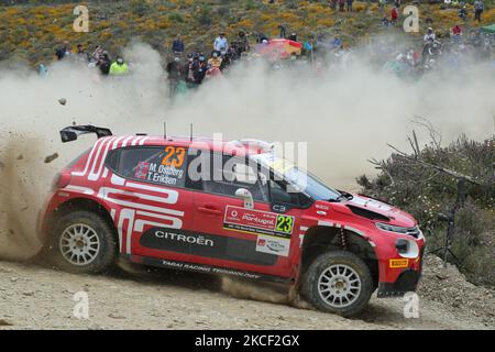 Mads OSTBERG (NOR) und Torstein ERIKSEN (NOR) im Rahmen der SS5 - Gois der WRC Vodafone Rally Portugal 2021 in Matosinhos (Portugal) am 21. Mai 2021 im Rahmen der C3. (Foto von Paulo Oliveira / NurPhoto) Stockfoto