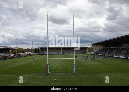 Eine allgemeine Aufnahme von Kingston Park, während sich die Spieler vor dem BETFRED Championship-Spiel zwischen Newcastle Thunder und Halifax Panthers am Sonntag, dem 23.. Mai 2021, im Kingston Park, Newcastle aufwärmen. (Foto von Chris Lishman/MI News/NurPhoto) Stockfoto