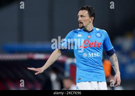 Mario Rui von SSC Napoli Gesten während der Serie Ein Spiel zwischen SSC Napoli und Hellas Verona im Stadio Diego Armando Maradona, Neapel, Italien am 23. Mai 2021. (Foto von Giuseppe Maffia/NurPhoto) Stockfoto