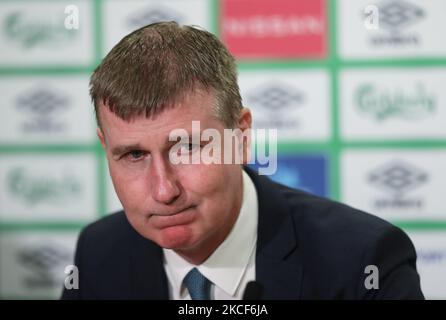 Stephen Kenny, Manager der Republik Irland, während einer Pressekonferenz nach der Ankündigung seiner Mannschaft im FAI-Hauptquartier in Abbotstown. Am Montag, den 24. Mai 2021, in Abbotstown, Dublin, Irland. (Foto von Artur Widak/NurPhoto) Stockfoto