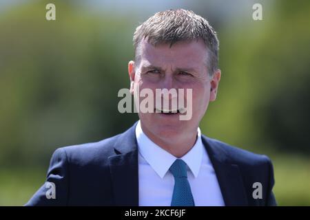 Stephen Kenny, Manager der Republik Irland, während eines Interviews mit RTE nach der Ankündigung seiner Mannschaft im FAI-Hauptquartier in Abbotstown. Am Montag, den 24. Mai 2021, in Abbotstown, Dublin, Irland. (Foto von Artur Widak/NurPhoto) Stockfoto