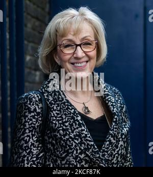 Andrea Leadsom kommt am Dienstag, dem 25.. Mai 2021, auf die Bühne bei Matt Fordes the Political Party im Garrick Theatre, London, England. (Foto von Tejas Sandhu/MI News/NurPhoto) Stockfoto