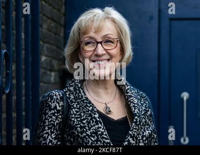 Andrea Leadsom kommt am Dienstag, dem 25.. Mai 2021, auf die Bühne bei Matt Fordes the Political Party im Garrick Theatre, London, England. (Foto von Tejas Sandhu/MI News/NurPhoto) Stockfoto