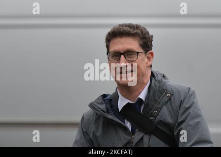 Eamon Ryan, Vorsitzender der Grünen und Minister für Umwelt, Klima und Kommunikation, kommt vor der heutigen Kabinettssitzung in Dublin Castle an. Am Freitag, den 28. Mai 2021, in Dublin, Irland. (Foto von Artur Widak/NurPhoto) Stockfoto