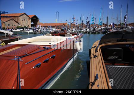 Ein allgemeiner Blick auf die Venedig Boat Show im Arsenale während der Ausgabe 2021 am 29. Mai 2021 in Venedig, Italien. (Foto von Marco Serena/NurPhoto) Stockfoto