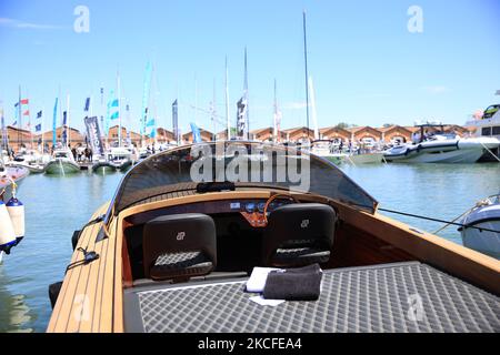 Ein allgemeiner Blick auf die Venedig Boat Show im Arsenale während der Ausgabe 2021 am 29. Mai 2021 in Venedig, Italien. (Foto von Marco Serena/NurPhoto) Stockfoto