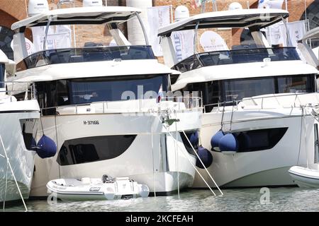 Ein allgemeiner Blick auf die Venedig Boat Show im Arsenale während der Ausgabe 2021 am 29. Mai 2021 in Venedig, Italien. (Foto von Marco Serena/NurPhoto) Stockfoto