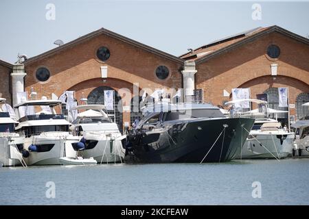 Ein allgemeiner Blick auf die Venedig Boat Show im Arsenale während der Ausgabe 2021 am 29. Mai 2021 in Venedig, Italien. (Foto von Marco Serena/NurPhoto) Stockfoto