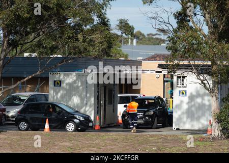 Eine allgemeine Ansicht der Testanlage für COVID im Deer Park in Melbourne, Victoria, Australien am 1. Juni 2021. Victoria hat in den letzten 24 Stunden drei weitere Fälle von Coronavirus registriert. In ganz Victoria bestehen als Reaktion auf ein wachsendes COVID-19-Cluster in den nördlichen Vororten Melbournes weiterhin Sperrbeschränkungen. (Foto von Mikko Robles/NurPhoto) Stockfoto