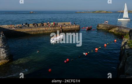 Ein Blick auf den geschäftigen Hafen von Colliemore in Dalkey. Am Dienstag, den 1. Juni 2021, in Dalkey, Dublin, Irland. (Foto von Artur Widak/NurPhoto) Stockfoto