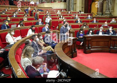 Pere Aragones, Präsident der Generalitat von Katalonien, während der ersten Plenarsitzung der neuen Regierung im Parlament von Katalonien am 2.. Juni 2021 in Barcelona, Spanien. (Foto von Joan Valls/Urbanandsport/NurPhoto) Stockfoto