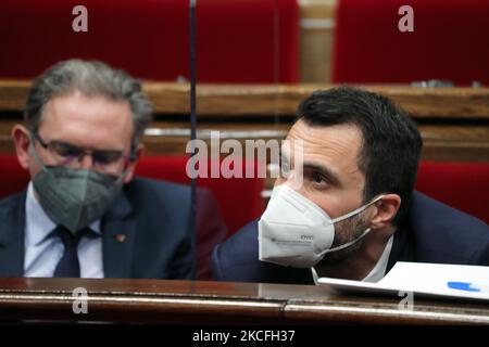 Roger Torrent, Berater für Wirtschaft und Arbeit, während der ersten Plenarsitzung der neuen Regierung im Parlament von Katalonien am 2.. Juni 2021 in Barcelona, Spanien. (Foto von Joan Valls/Urbanandsport/NurPhoto) Stockfoto