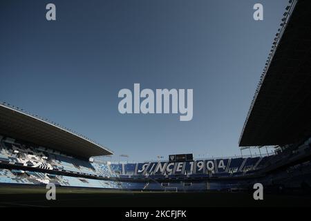 Gesamtansicht des Stadions La Rosaleda beim internationalen Freundschaftsspiel zwischen Norwegen und Luxemburg im Estadio La Rosaleda am 2. Juni 2021 in Malaga, Spanien. (Foto von Jose Breton/Pics Action/NurPhoto) Stockfoto