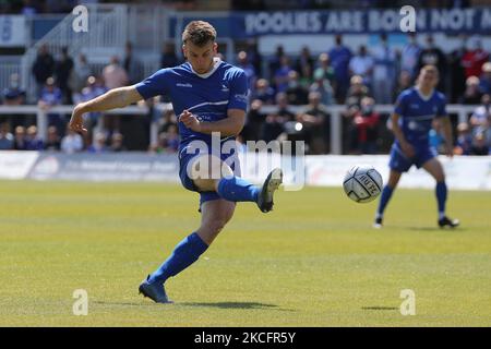 Die Rhys Oates von Hartlepool United schießt am Sonntag, dem 6.. Juni 2021, während des Play-Off Eliminator-Spiels der Vanarama National League zwischen Hartlepool United und Bromley im Victoria Park, Hartlepool, auf das Tor. (Foto von Mark Fletcher/MI News/NurPhoto) Stockfoto