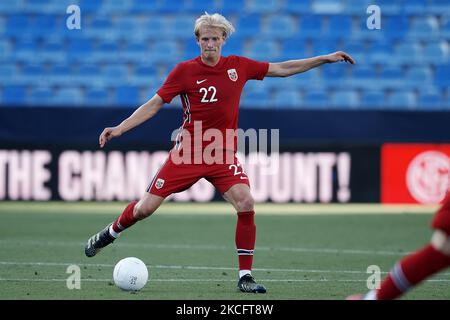 Morten Thorsby (UC Sampdoria) aus Norwegen hat beim internationalen Freundschaftsspiel zwischen Norwegen und Luxemburg am 2. Juni 2021 im Estadio La Rosaleda in Malaga, Spanien, bestanden. (Foto von Jose Breton/Pics Action/NurPhoto) Stockfoto