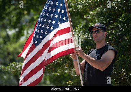 Ein Teilnehmer der Wiedereröffnung Kundgebung in Harrisburg, Pennsylvania, USA, am 5. Juni 2021. (Foto von Zach D Roberts/NurPhoto) Stockfoto