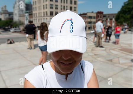 Ein Teilnehmer der Wiedereröffnung Kundgebung in Harrisburg, Pennsylvania, USA, am 5. Juni 2021. (Foto von Zach D Roberts/NurPhoto) Stockfoto