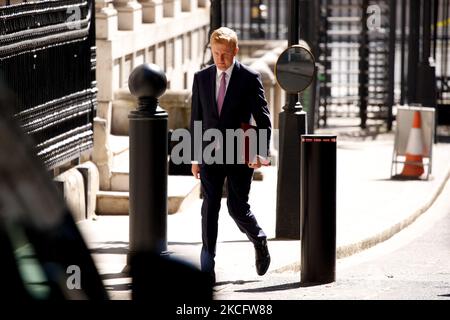 Oliver Dowden, Staatssekretär für Digital, Kultur, Medien und Sport, Abgeordneter der Konservativen Partei für Hertsmere, trifft am 9. Juni 2021 in der Downing Street in London, England, ein. (Foto von David Cliff/NurPhoto) Stockfoto