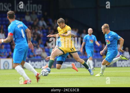 Die Rhys Oates von Hartlepool United in Aktion beim Vanarama National League-Spiel zwischen Stockport County und Hartlepool United am Sonntag, 13.. Juni 2021, im Edgely Park Stadium, Stockport. (Foto von Mark Fletcher/MI News/NurPhoto) Stockfoto