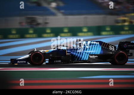 George Russell aus Großbritannien fährt den (63) Williams Racing FW43B Mercedes im Qualifying vor dem Grand Prix von Frankreich F1 auf dem Circuit Paul Ricard am 19. Juni 2021 in Le Castellet, Frankreich. (Foto von Jose Breton/Pics Action/NurPhoto) Stockfoto