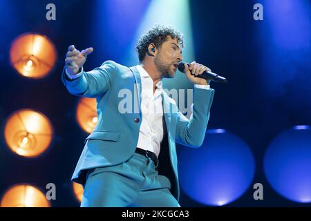 Der Sänger David Bisbal während der Aufführung der EN TUS PLANES 2021 Tour im Palacio de los Deportes in Madrid, Spanien am 22. Juni 2021. (Foto von Oscar Gonzalez/NurPhoto) Stockfoto