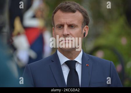 Der französische Präsident Emmanuel MACRON trifft am 23. Juni 2021 im Elysées-Palast in Paris den kosovarischen Premierminister Albin KURTI (Foto: Daniel Pier/NurPhoto) Stockfoto