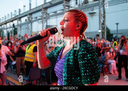 Emma Marrone tritt am 23. Juni 2021 in Mailand, Italien, live bei Carroponte auf. (Foto von Alessandro Bremec/NurPhoto) Stockfoto