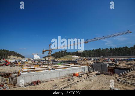 Die Baustelle einer Wasserstraße, die die Weichsellagune mit dem Golf von Danzig verbindet (Przekop Mierzei Wislanej), ist in Nowy Swiat, Weichselspinne, Polen am 1. Juli 2021 kontrovers der Weichselspiesskanal befindet sich derzeit im Bau, der über den polnischen Abschnitt der Weichselspiessstelle verläuft und eine zweite Verbindung zwischen der Weichsellagune und der Danziger Bucht (Ostsee) schaffen wird (Foto: Michal Fludra/NurPhoto) Stockfoto