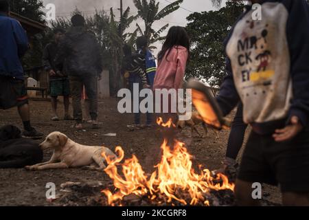 Am 2. Juli 2021 besetzen eine Gruppe indigener guaranys den Jaragua-Gipfel, den höchsten Berg Sao Paulos, wo sich die wichtigsten TV- und Internet-Antennen der größten Stadt Brasiliens befinden. Der indigene Protest gegen den "Marco Temporal" (Temporaler Meilenstein), eine These, die vom rauristischen Caucus des brasilianischen Kongresses unterstützt wird und vom Obersten Gerichtshof verurteilt werden sollte. Der These zufolge haben die Ureinwohner nur das Recht auf jene Länder, in denen sie bis November 1988 lebten, als die Verfassung verabschiedet wurde. Indigene Unterstützer NGOs und Juristen halten die These für verfassungswidrig, despi Stockfoto