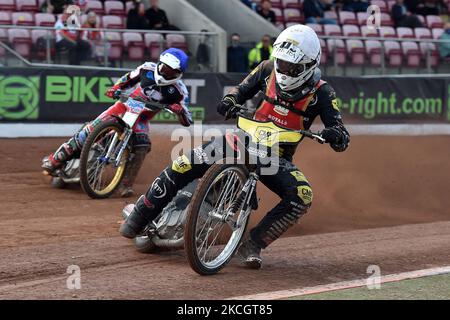 Daniel Gilkes von Kent Royals während des Spiels der National Development League zwischen Belle Vue Aces und Kent Royals am Freitag, dem 2.. Juli 2021, im National Speedway Stadium in Manchester. (Foto von Eddie Garvey/MI News/NurPhoto) Stockfoto