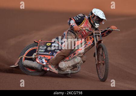 Alex Spooner von Kent Royals während des Spiels der National Development League zwischen Belle Vue Aces und Kent Royals am Freitag, dem 2.. Juli 2021, im National Speedway Stadium in Manchester. (Foto von Eddie Garvey/MI News/NurPhoto) Stockfoto