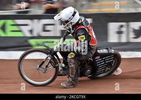 Daniel Gilkes von Kent Royals während des Spiels der National Development League zwischen Belle Vue Aces und Kent Royals am Freitag, dem 2.. Juli 2021, im National Speedway Stadium in Manchester. (Foto von Eddie Garvey/MI News/NurPhoto) Stockfoto