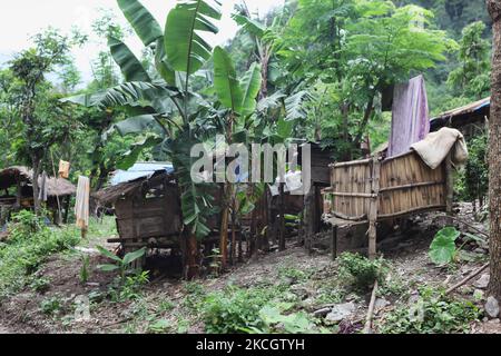 Kleines Dorf tief im Dschungel in Mamring, Sikkim, Indien. (Foto von Creative Touch Imaging Ltd./NurPhoto) Stockfoto