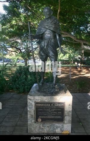 Statue von Mahatma Gandhi auf der hawaiianischen Insel O'ahu, Hawaii, USA. (Foto von Creative Touch Imaging Ltd./NurPhoto) Stockfoto