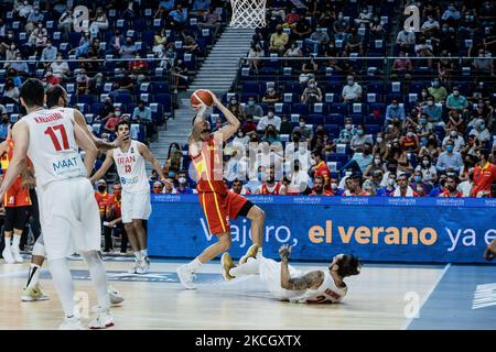 Juancho Hernangomez in Aktion während des vorbereitenden Basketballspiels der Tokyo 2020 Challenge zwischen Spanien und dem Iran am 05. Juli 2021 im Fuente de Wizink Center in Valencia, Spanien. (Foto von Jon Imanol Reino/NurPhoto) Stockfoto